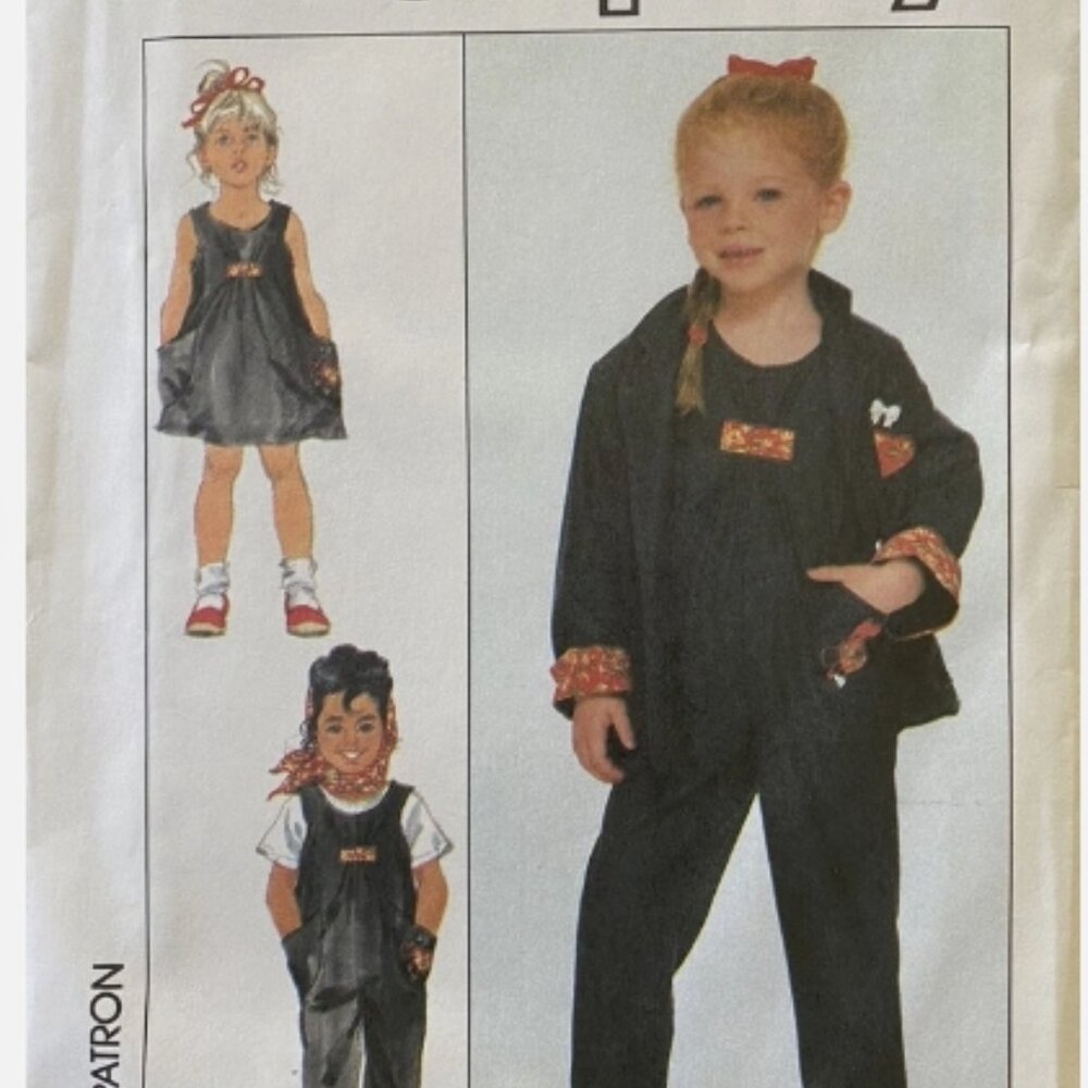 Vintage Simplicity 8465 Girls Overalls Jumper Sundress Jacket
